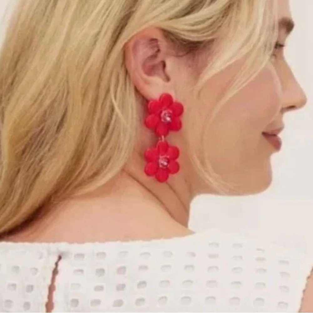 Kate Spade New York x Target Limited Edition Floral Linear Earrings in Red NIB